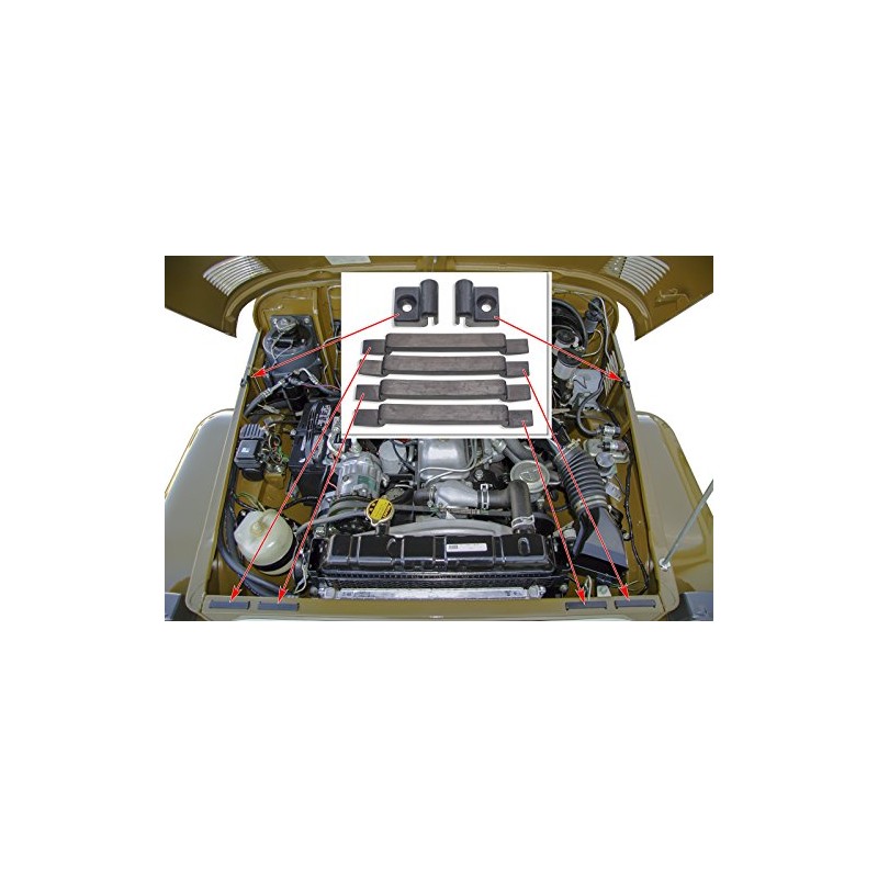 Land Cruiser FJ40, FJ45 Hood Pad Cushion Kit - Rubber