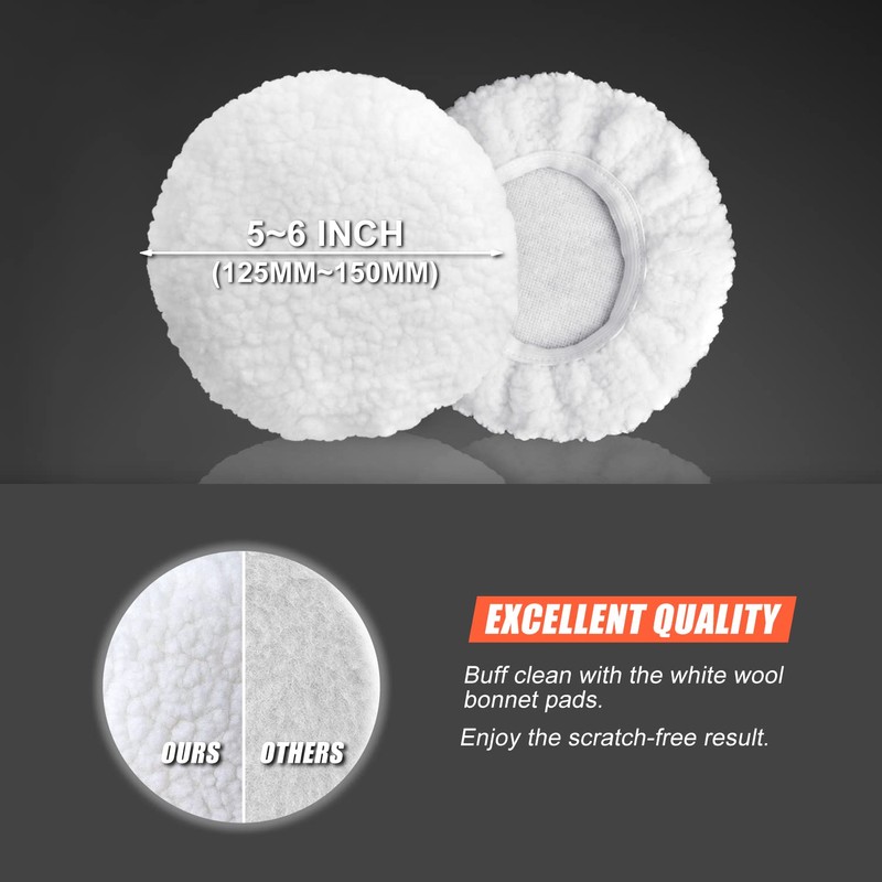 6 Inch Car Polishing & Buffing Sponge Pads Kit Wool