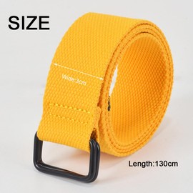 Globellapro 1Pcs 3cmx130cm Yellow Canvas Webbing Belt, Canvas Belt with Square Double Ring for Men Women