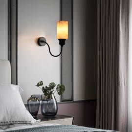 Voguad 2 Pack White Marble Glass Cylinder Lamp Shade with 1 5/8 inch Fitter, Light Fixture Replacement Globe Cover for Chandelier, Wall Sconce, G0083