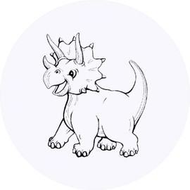 24 x 40mm Round 'Cartoon Triceratops Dinosaur' Stickers (SK00056265)