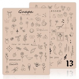 Guapa Fine Line Practice Skin – 3 Sheets Pre-Printed Silicone Pads with Whimsical Nature & Lifestyle Designs – for Apprentices, Beginners & Artists (Pink-3PCS)