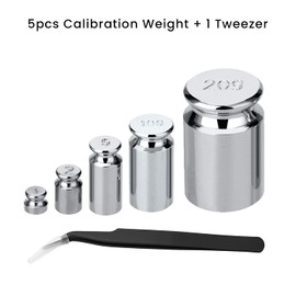 Trimming Shop Scale 1g, 2g, 5g, 10g, 20g, Scale, Calibration Weight with 1 Tweezers to Check Accuracy, Bag and Digital Scale, Silver