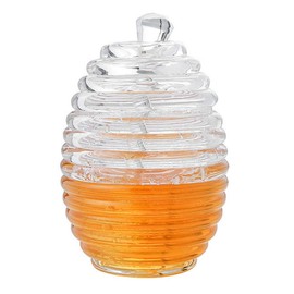 Colmena Transparente de 265 Ml, Tarro de Miel Pequeño con Forma para Almacenar y Dispensar Tarro de Miel con Goteador
