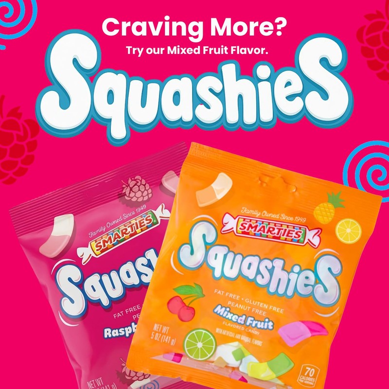 Smarties Squashies Foam Marshmallows Gummy Candies - Raspberry & Cream
