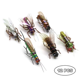 YZD Realistic Trout Hand Tie Fly Fishing Flies Collection Dry Wet Nymph Fly Assortment with Fly Box Lures Kits 12/16/18/22/36/48Pcs (Moth Kit 12pcs)