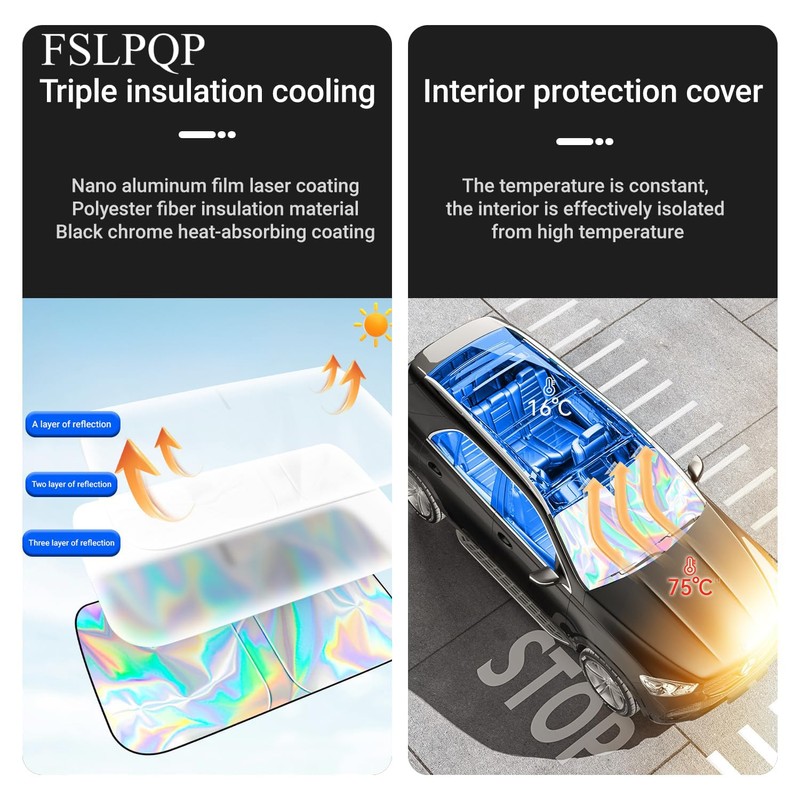 Windshield Sun Shade with Storage Pouch Keep Interior Cool, Foldable