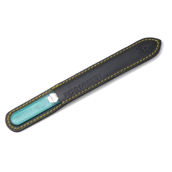 GERMANIKURE Czech Crystal Glass Nail File in Suede Leather Case - I'm Aware That I'm Rare - Professional Manicure & Pedicure Products for Smooth Easy Shaping of Natural Nails