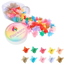FLAREANN Butterfly Hair Clips - Colorful Mini Jelly Hair Accessories for Girls, Cute 90s Y2K Tiny Claw Clips, Set of 100