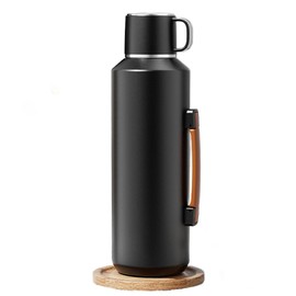Simcat 1500ml Thermal Flask, 50.7 oz with Handle 316 Stainless Steel Vacuum Insulated Water Bottle, 24hr Keep Hot/Cold, Black Travel Tumbler, Daily Commute