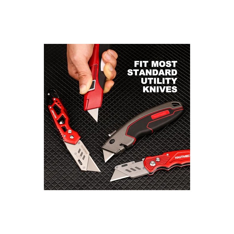 HAUTMEC 100 Pack Utility Knife Blades, Standard Box Cutter Blades