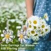 925 Sterling Silver Daisy Earrings 18K White Gold Plated Daisy