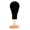 Black Canvas Wig Mannequin Head with Wooden Stand Linen Hat