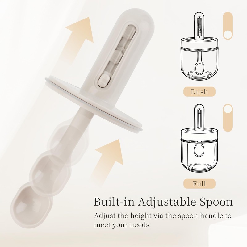 ShanSon 6-Piece Glass Spice Jars with Adjustable Spoon, 10.16oz /300ml