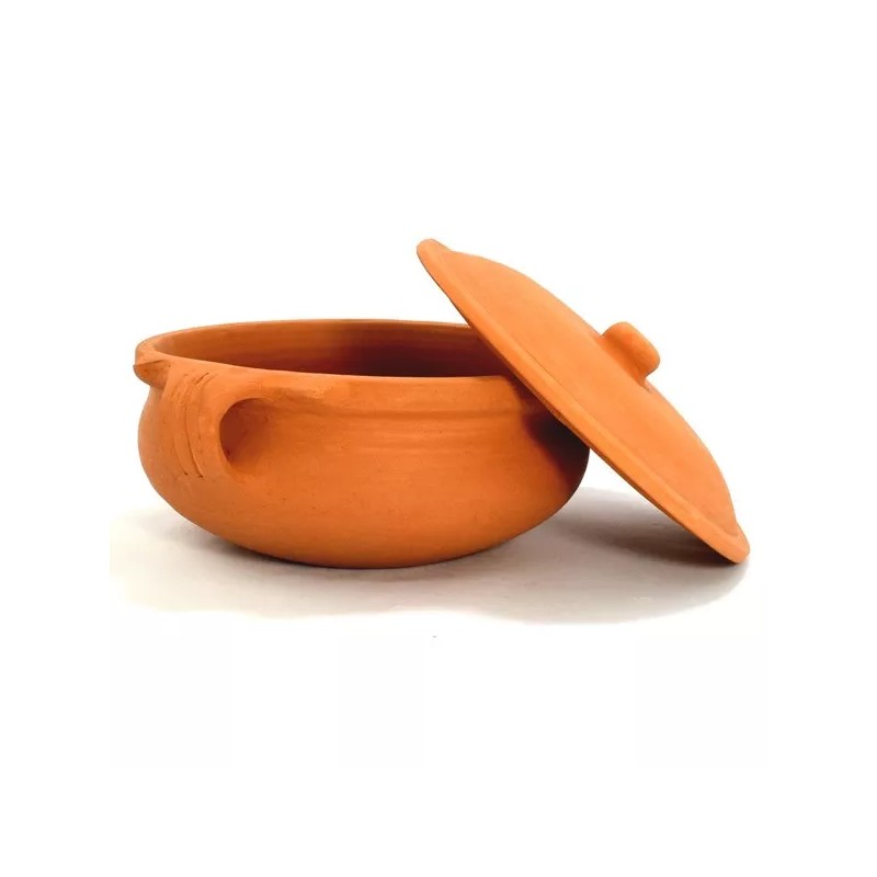 Ancient Cookware, Indian Clay Curry Pot, Medium, 8 Inch, 1.5