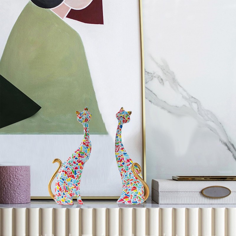 LIKEUDO Unique Resin Cat Statue for Cat Lovers - Perfect