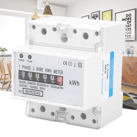Energy Meter, DDM75S Single Phase 4P Din Rail Energy Meter Electric Meter, Power Consumption Meter Kwh Meter with 5+1(99999.1KWh) Digital Display, 10-40A