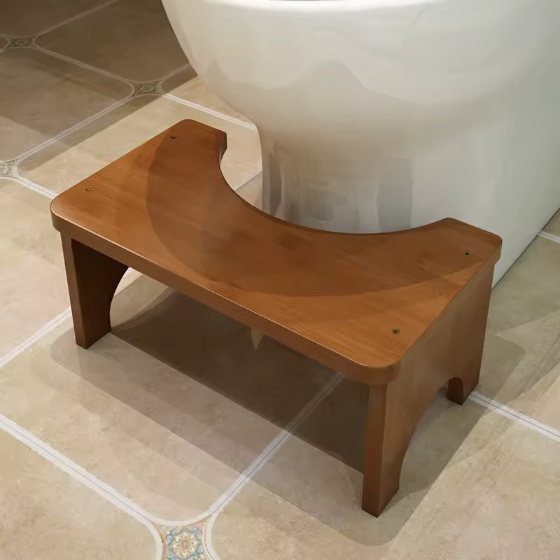 Bamboo Toilet Stool for Adults and Kids, 6.7-Inch Non-Slip Bathroom