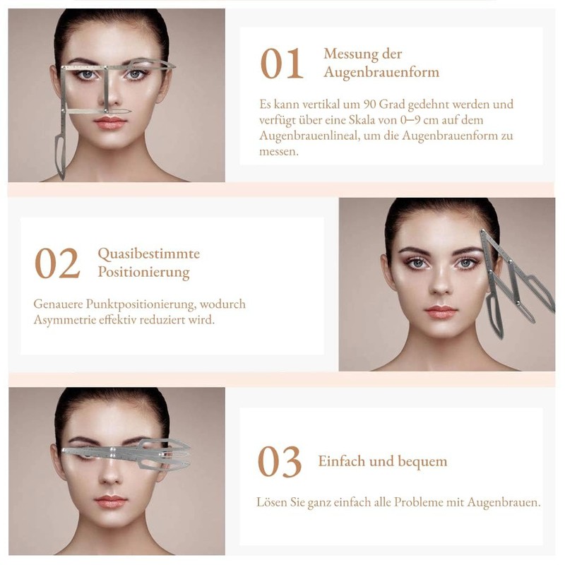 CYSFETENA Eyebrow Measuring Ruler, Foldable Stainless Steel Eyebrow Ruler with
