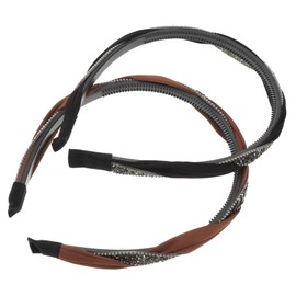 FOMIYES 2pcs Rhinestone Knotted Headband Non Slip Jeweled Hairbands for Women Sparkling Embellished Top Knot Hair Accessories for Birthday Party and Christmas Black