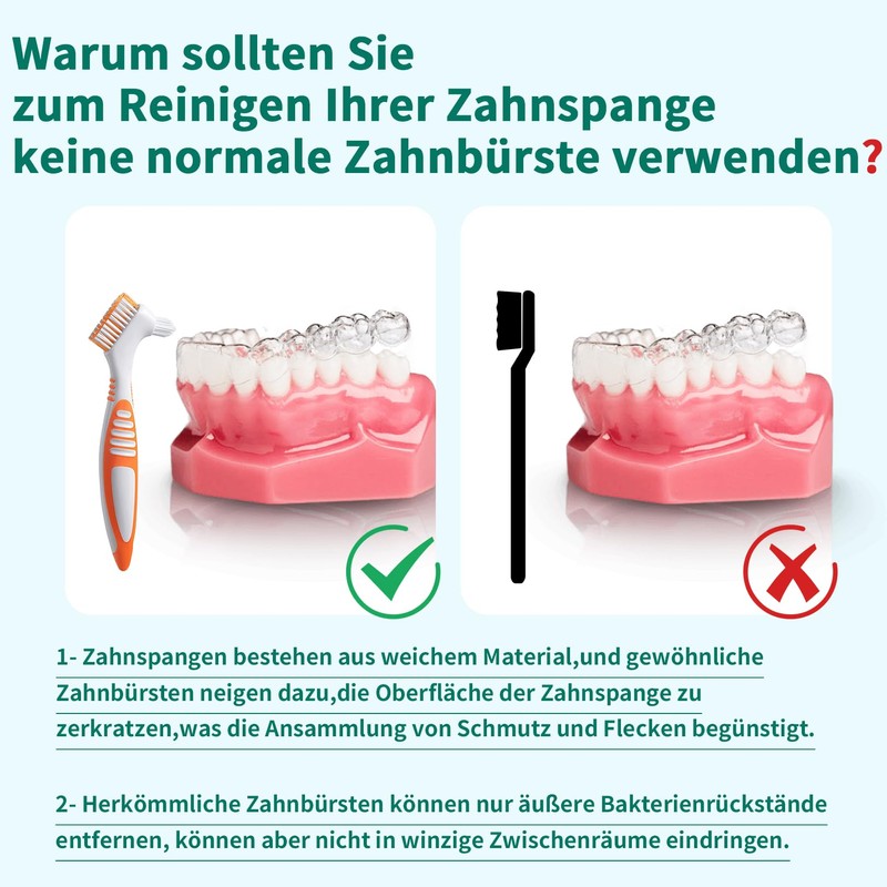 Pack of 8 Denture Brushes, Double Head Cleaning Brushes for