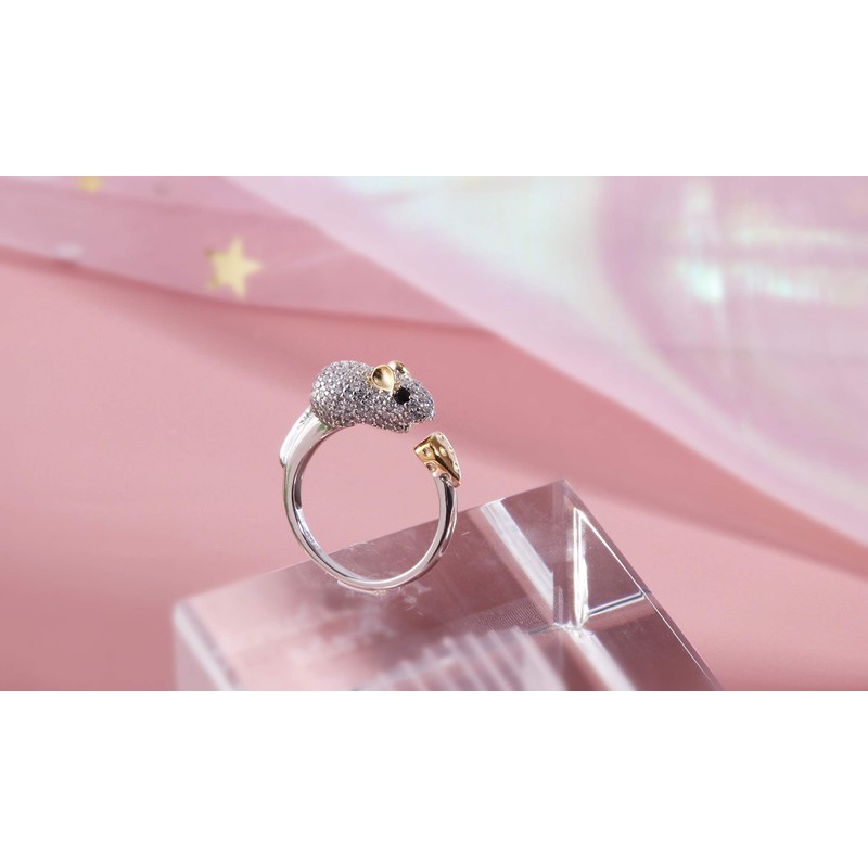 Helen de Lete S925 Sterling Silver Rat Steal Cheese Adjustable