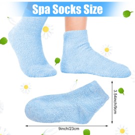 3 Pares Calcetines de Áloe Hidratantes Spa Imbuidos Peludos de Gel para Dormir Calcetines para Pies Secos Calcetines Antideslizantes con Loción para Reparación (Azul)