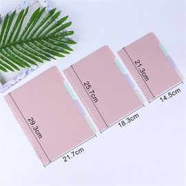 4 Pcs Pink Multicolor Binder Dividers, Index Page Labels Plastic Binder Dividers for School Office Supplies(A5) Binder Index Dividers