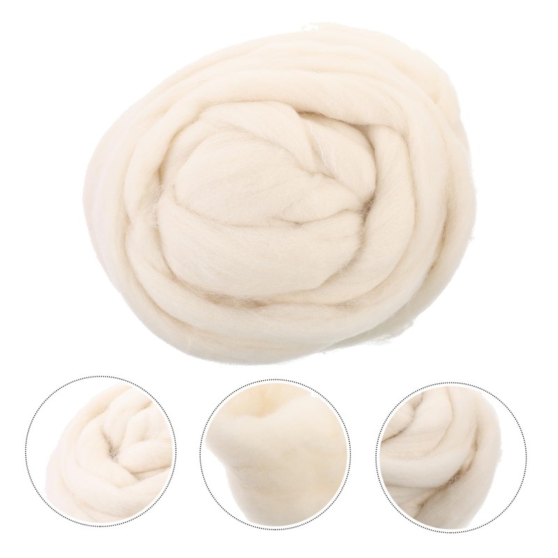 OSALADI Natural Roving Wool Fiber for Needle Felting Soft DIY
