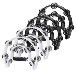 4 Pack Handheld Tambourine with Metal Jingles , Panderos Para Adultos, Double Row Tamborines Musical Instrument, Half Moon Percussion Musical Tambourine for Church, Party, KTV