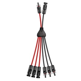 RPTCOTU Y Branch Parallel Connector 2 to 6 Y Branch Parallel Adapter Solar Panel Connector Extension Cord Plug Wire Sheath 12AWG 30A 30cm Water Resistant IP67 for Solar Panels (Y 2 to 6 1pc)