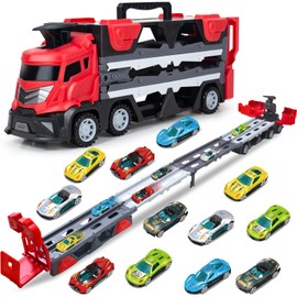 Truck Toy, Large Trailer, Toy, Car, Construction Vehicle, Set, Mini Car, Storage Car, Catapult Type, Rail, Large Size, Boys, Toy, Birthday, Christmas, Gift