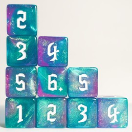 10 PC D6 dice 16mm Acrylic Dice Set for RPG MTG DND Dice Table Games and Board Games (Purple+Green)