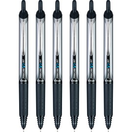 Pilot Precise V7 RT Refillable & Retractable Liquid Ink Rollerball Pens, Black Ink Pens, Fine Point (0.7 mm), 6-Pack - Ideal for School, Journaling, and Office Writing