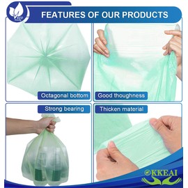 OKKEAI 120 Counts Garbage Bags 3 Gallon/10 Liter- Small Biodegradable Trash Bags for Bathroom Wastebasket Liners Kitchen,Office,Light Green Fit 10L 2,3,4Gal