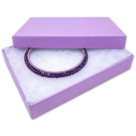 TheDisplayGuys - 100-Pack #75 Cotton Filled Cardboard Paper Jewelry Boxes Gift Case - Purple Lavender (7.1" x 5.2" x 1.3") - for Shipping or Storage