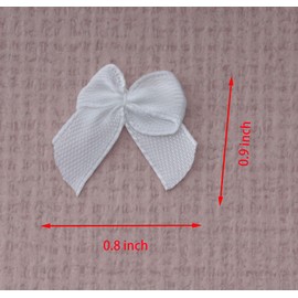 Sowaka 50 Pcs Mini Satin Ribbon Bow 0.9 Inch Small Soft Cute Elegant Bows for Craft DIY Making Kit Art Scrapbooking Sewing Christmas Gift Wedding Theme Parties Decoration Gift Supplies (White)