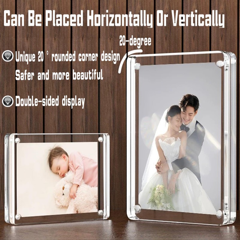 EKINIYAR 4x6 Acrylic Picture Frames, 20% Thicker Block, Clear Picture