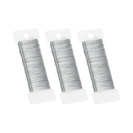 PATIKIL 26 Gauge Floral Flexible Paddle Wire, 115 Yard (345 Feet) Florist Wreath Wire for Crafts Flower Arrangement, Silver 3 Rolls