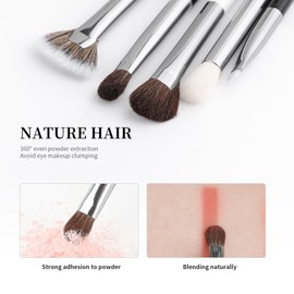 DUcare Eyeshadow Brushes Set with Bag Duo End Eye Makeup Brushes Professional Eyeshadow Brush set 5Pcs Travel Concealer Eyebrow Eyelash Eye Liners Blending