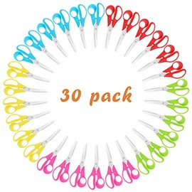 Uaugulft Kid Scissors, Safety Children Scissors with Stainless Steel Blunt Tip Blades and Ergonomic Handle, Great for School and Classrooms, Multiple Colors, 5 inch, 30 Pack