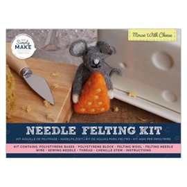 Simply Make Needle Felting Kit Mouse with Cheese, Multicoloured, Single Craft Kit, Needle Felting Kit with Felting Needles and Felting Wool, Ideal Needle Felting Kits for Beginners, Fun DIY Craft Kit