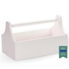 Wooden tool box with carrying handle - White lacquered pine