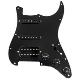 Musiclily Pro-SE ST-HSS-60SE Pre-wired Pickguard with Alnico 5 Pickups 5-Way Switch for Strat Style Electric Guitar, 3Ply Black