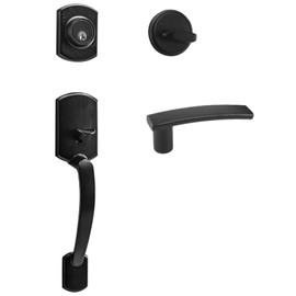 Supstron Front Door Handleset, Entry Door Locksets with Single Cylinder Deadbolt and Reversible Handl Set, Perfect for Front Door, Apartments【Matte Black】