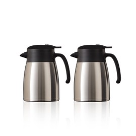 Atlas AVTP-1100SV2P Thermal Pot, Set of 2, 0.3 gal (1.1 L), Includes Pressing Valve, Ultra Lightweight, Energy Saving, Wide Mouth, Tabletop Pot, Stainless Steel Pot, Thermos, Insulated, Double Wall