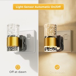 LOHAS-LED Plug in Night Light, Acrylic Night Light with Dusk to Dawn Sensor[1 Pack], Adjustable Brightness 0-100LM, Warm White 3000K, Nightlight for Bathroom, Hallway, Stair, Toddler