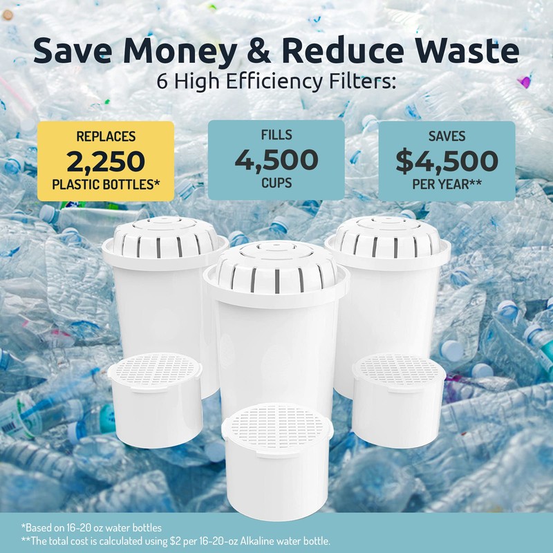 Invigorated Water 3-Pack Alkaline Water Fluoride Filter with Extra 3-Pack