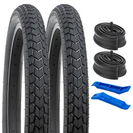 YUNSCM 2-PCS 20" Bike Tires 20 x 2.10/54-406 and 20" Heavy Duty Bike Tubes Schrader Valve Compatible with 20x1.95 20x2.0 20x2.1 20x2.125 Bike Bicycle Tires and Tubes (Y-779)