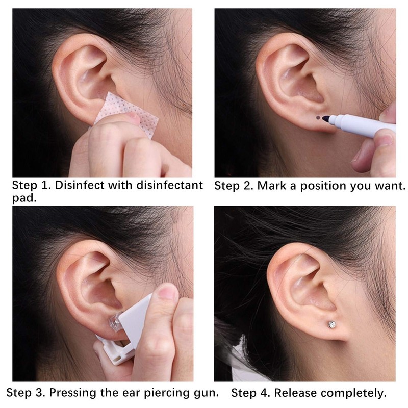 Suskriyocic 2 Pack Disposable Ear Piercing Gun with Ear Studs